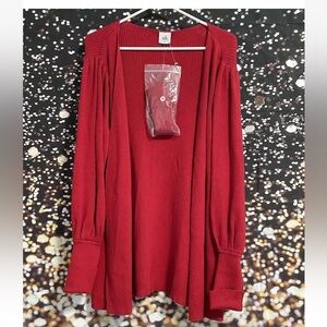 Cabi Women’s Cardigan Open Front Tie Red Medium Mid Thigh New Sweater